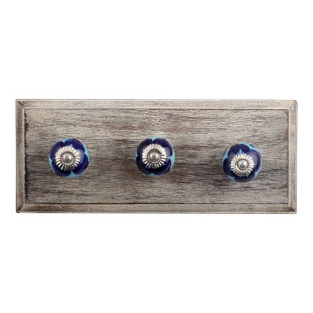Blueanemone Flower Ceramic Wooden Hooks